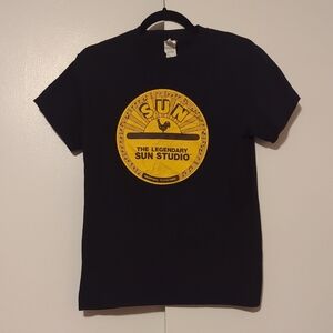 Sun Records Black Graphic T‑Shirt with Yellow Logo